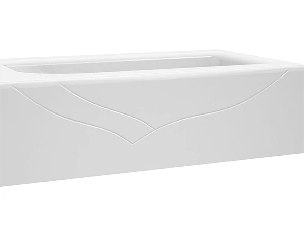 bathtub with curved lines